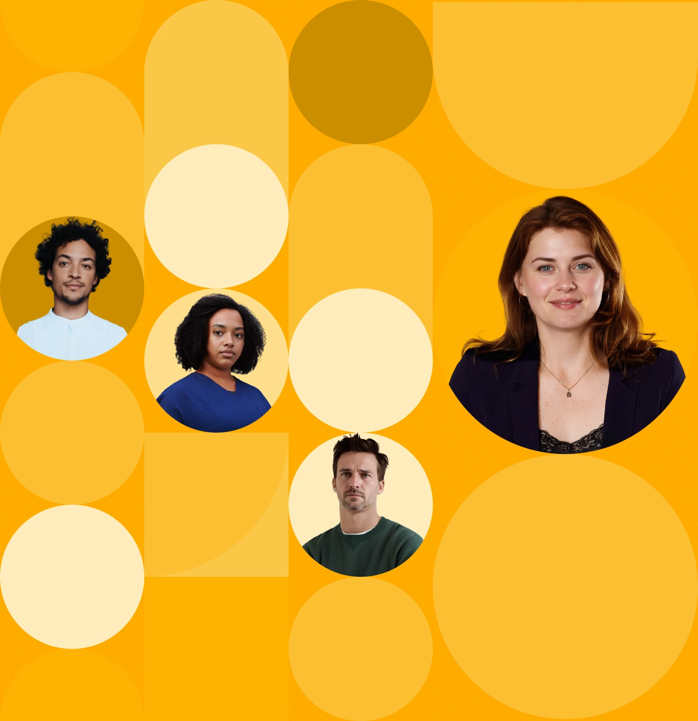 Visuels portraits dans bulles de couleurs