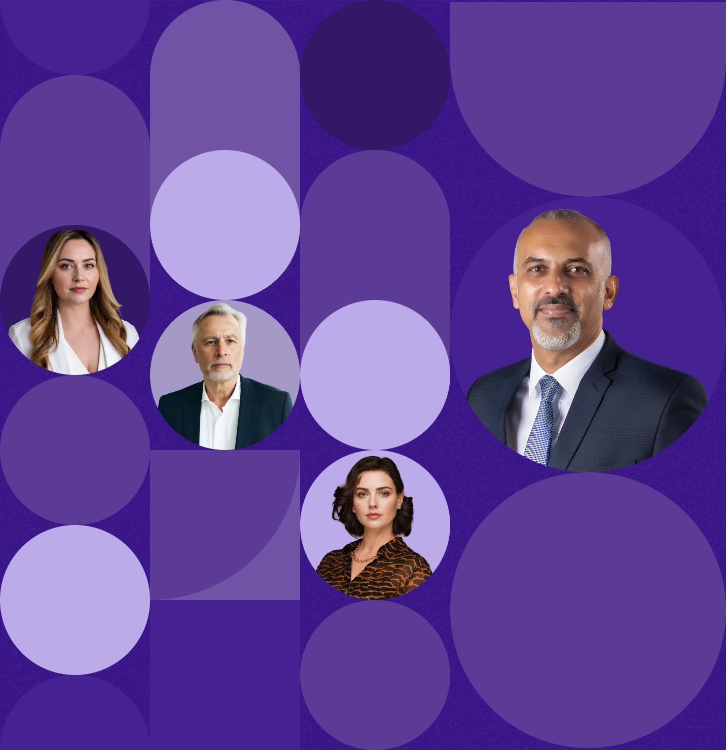 Visuels portraits dans bulles de couleurs