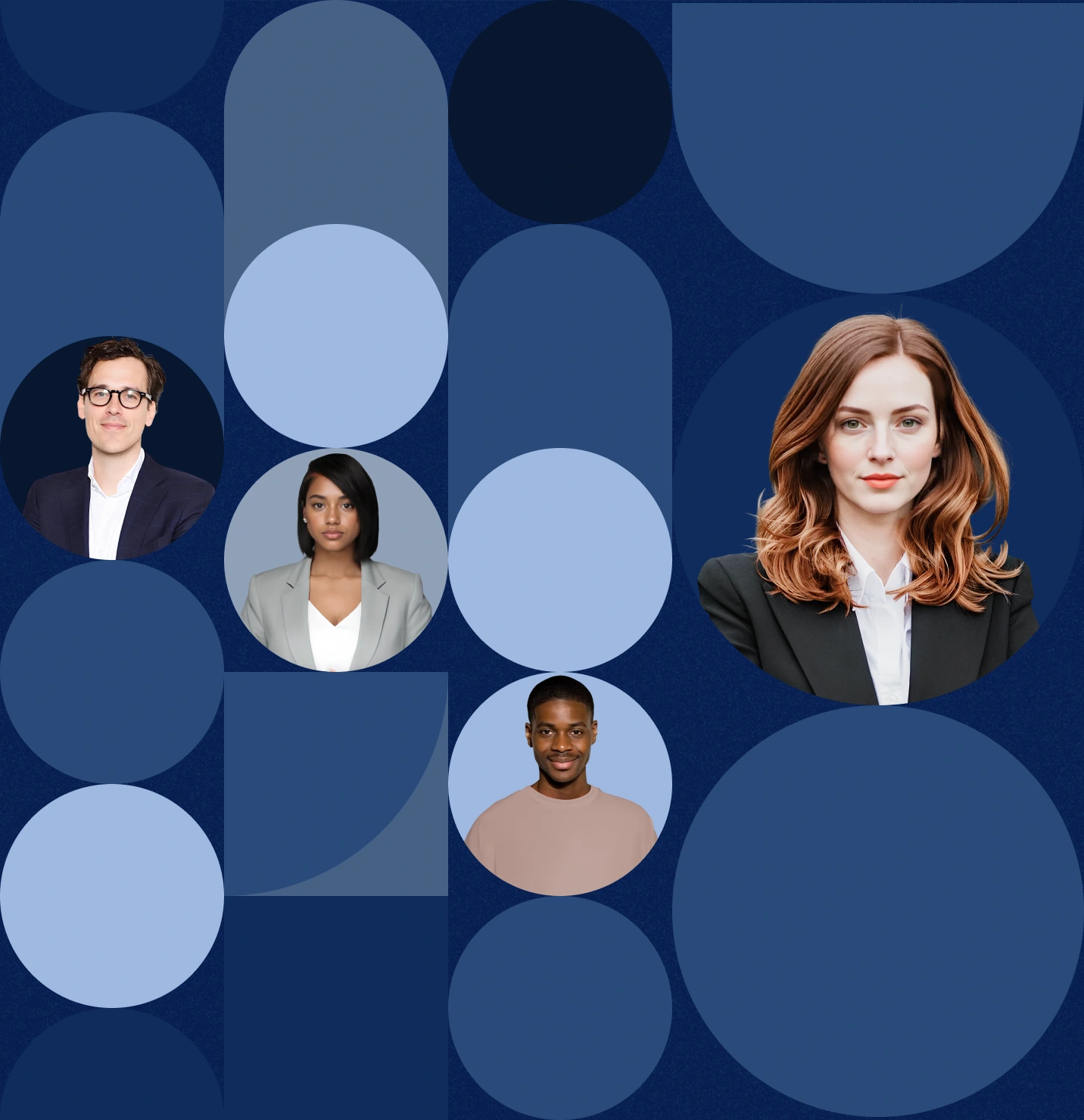 Visuels portraits dans bulles de couleurs