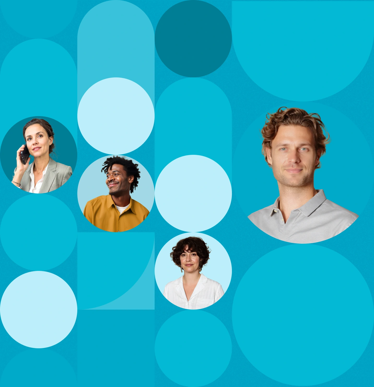 Visuels portraits dans bulles de couleurs