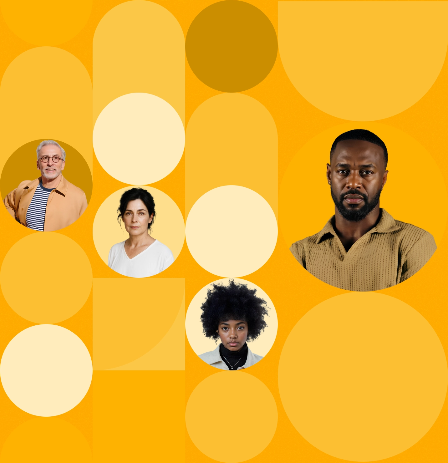 Visuels portraits dans bulles de couleurs