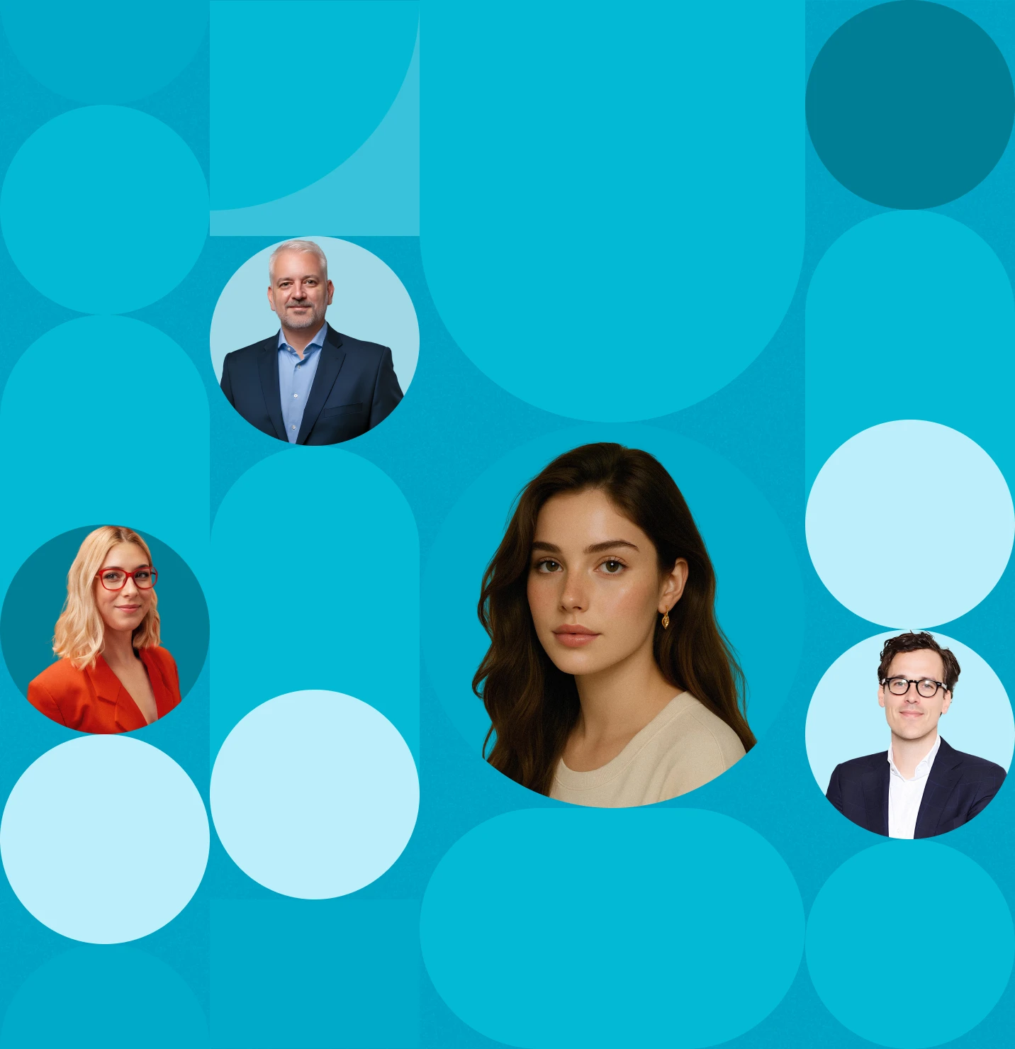 Visuels portraits dans bulles de couleurs