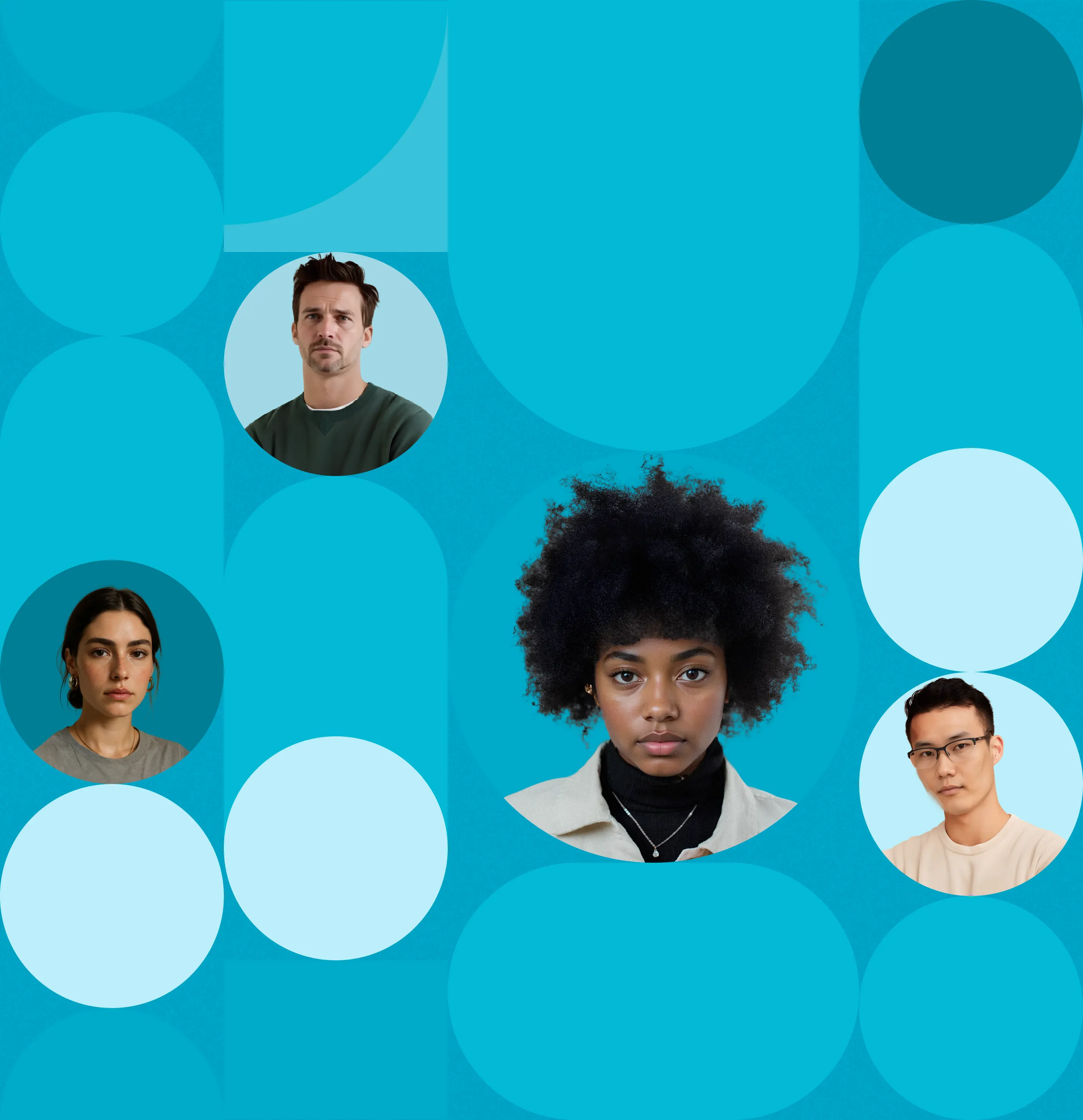 Visuels portraits dans bulles de couleurs