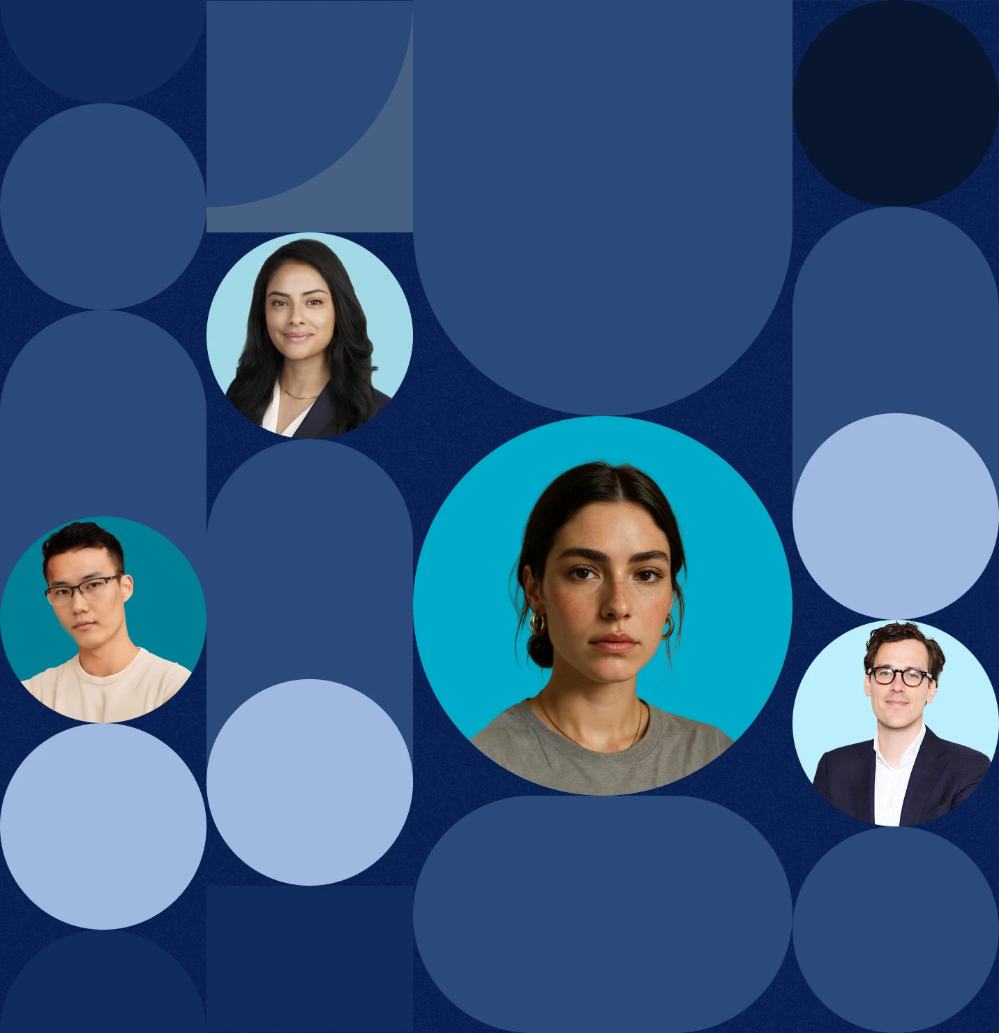 Visuels portraits dans bulles de couleurs