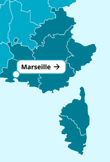 localisation sur carte du centre de Marseille et ses d&eacute;partements concern&eacute;s