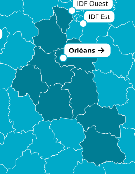 localisation sur carte du centre d'Orl&eacute;ans et ses d&eacute;partements concern&eacute;s