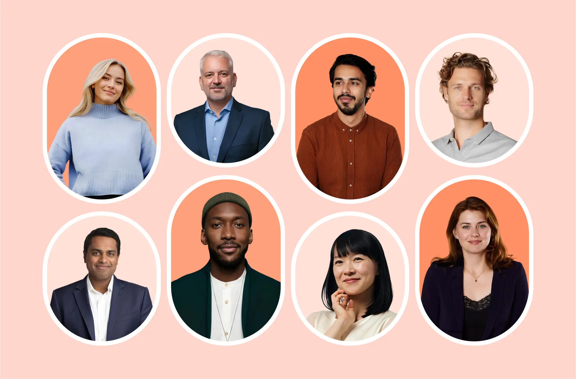 illustration portraits sur fond orange
