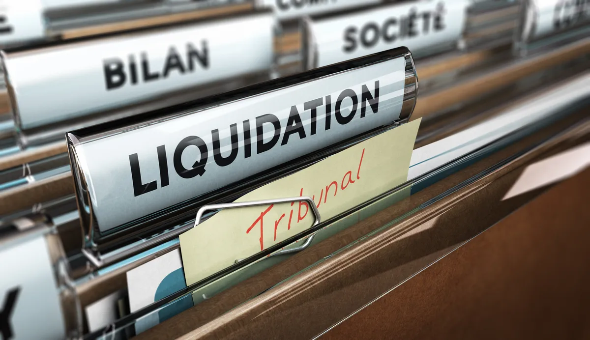 Dossier &eacute;tiquet&eacute; &ldquo;Liquidation&rdquo; avec une fiche mentionnant &ldquo;Tribunal&rdquo;